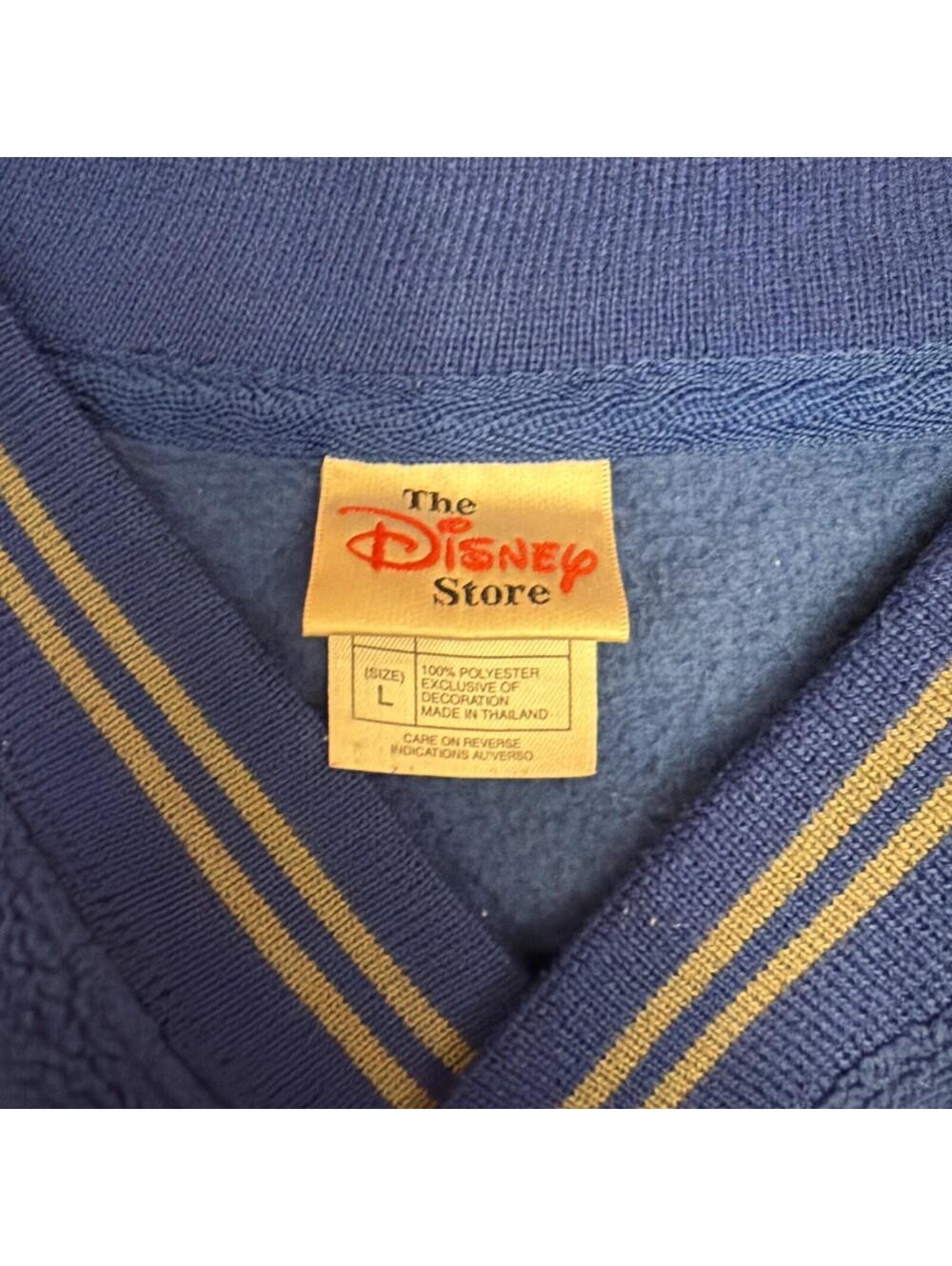 Disney Store Fleece Goofy Patch Pullover Mens Size L Blue Grey - Picture 3 of 4